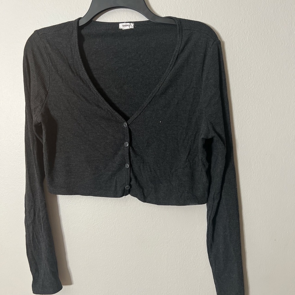 Garage Ribbed Cropped Long Sleeve Top